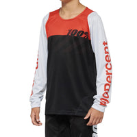 100% R-Core Youth Long Sleeve Jersey - Black/Racer Red