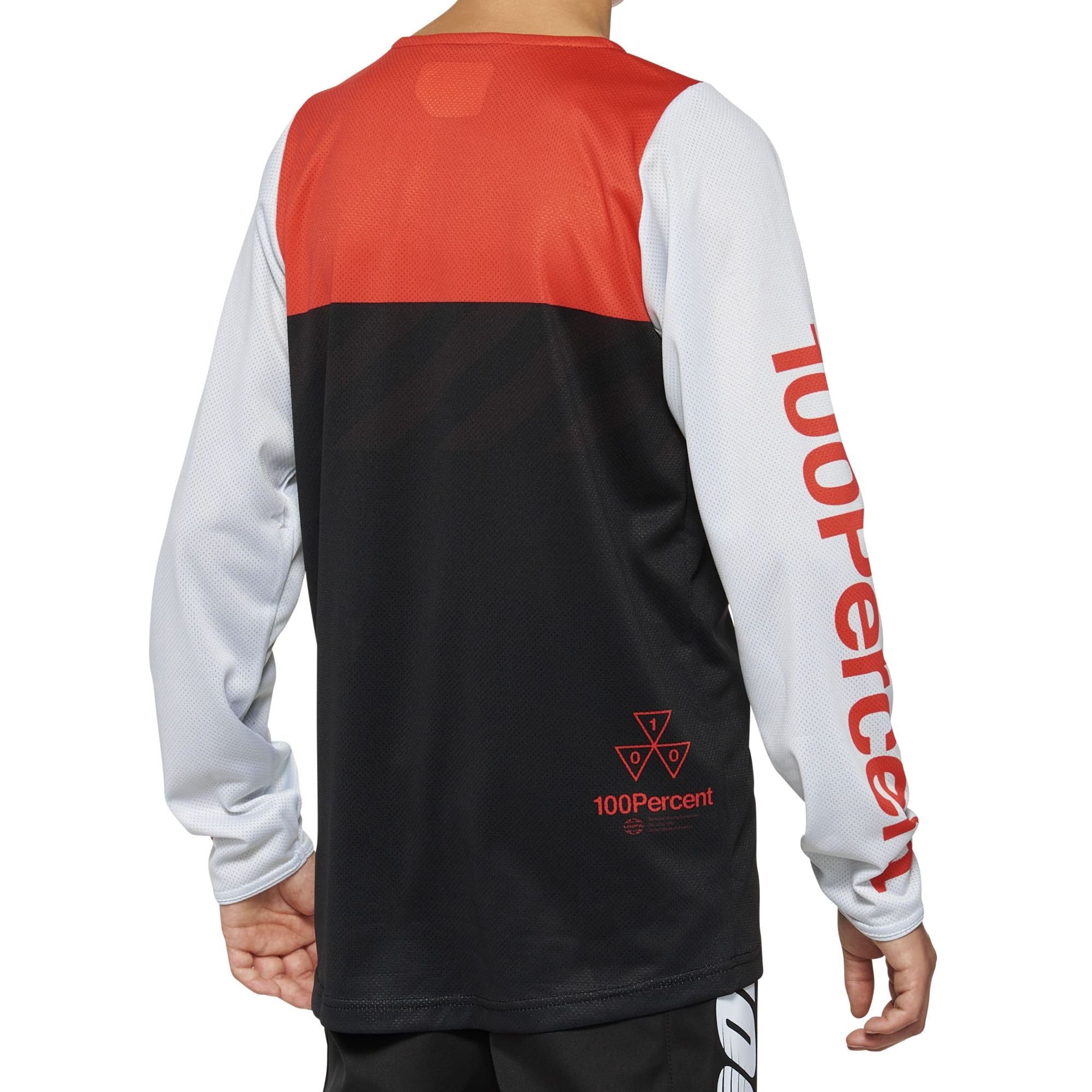 100% R-Core Youth Long Sleeve Jersey - Black/Racer Red